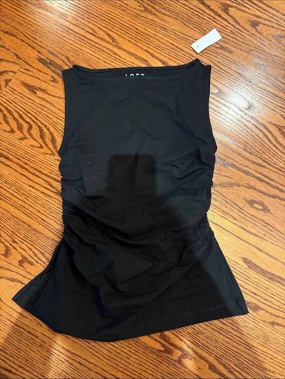 LOFT Black Ruched Sleeveless Tank